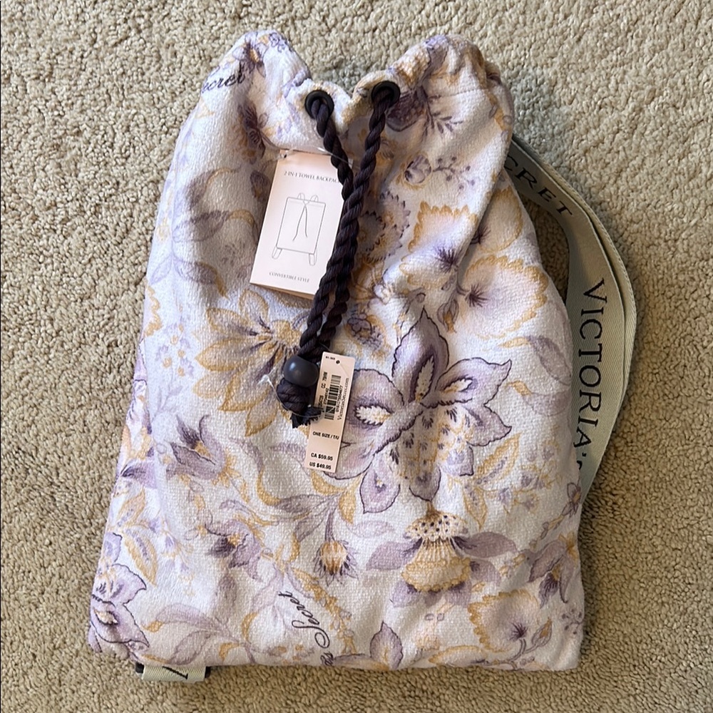 Victoria's Secret Lavender and Gold Floral Bag